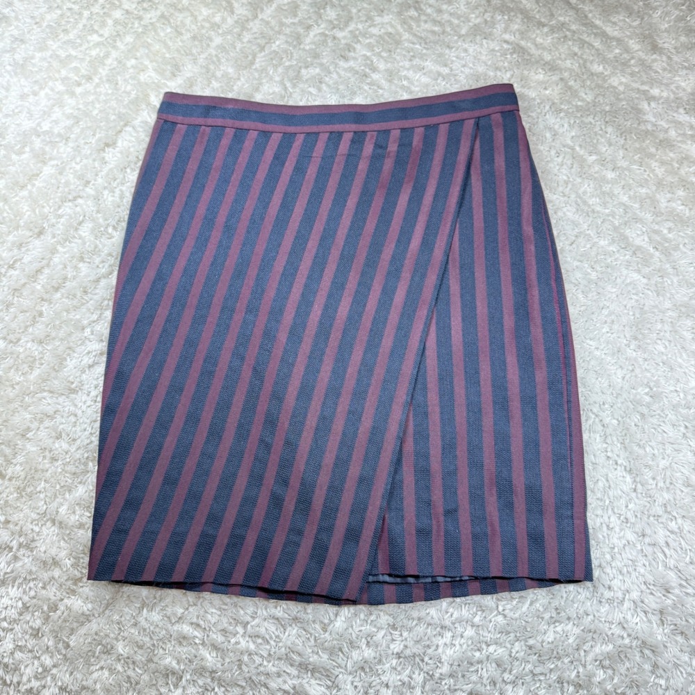J.Crew The Pencil Skirt 10 Striped Wrap Front Career Work Office